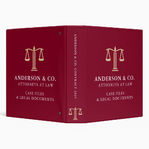 Elegant Business Logo Law Firm Burgundy White 3 Ring Binder