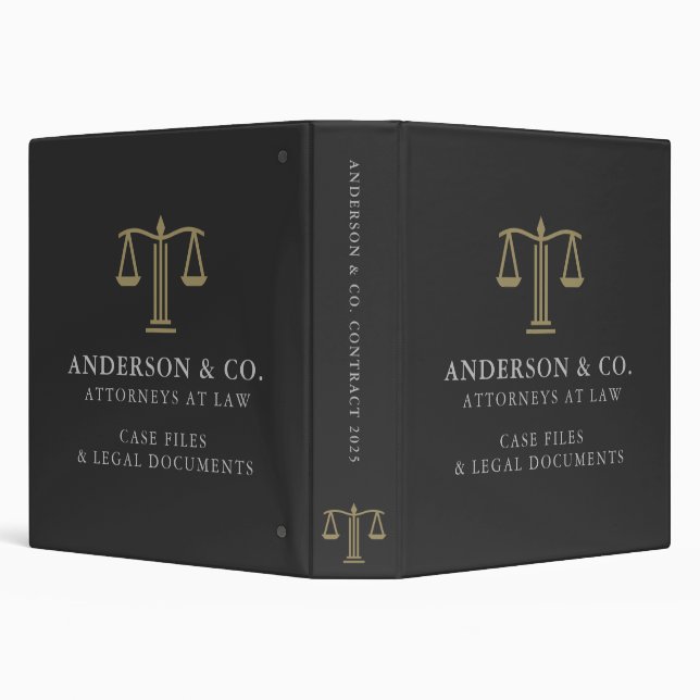 Elegant Business Logo Law Firm Gray and Silver 3 Ring Binder (Background)