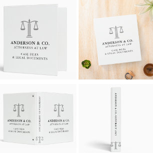 Elegant Business Logo Law Firm White and Black 3 Ring Binder