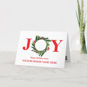 Elegant Business Logo QR Code Wreath Christmas Letterpress Thank You Card