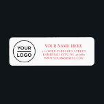 Elegant Business Logo Return Address Label<br><div class="desc">Easily personalize this Elegant Business Logo Return Address label. A simple and elegant business design in eyecatching red colors fully customizable,  serif basic and modern fonts and a professional and clear look. Background color and fonts are totally customizable. No minimum order.</div>
