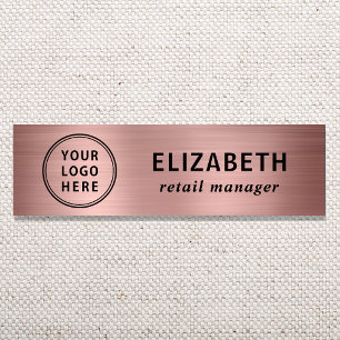 Elegant Business Logo Rose Gold Name Tag