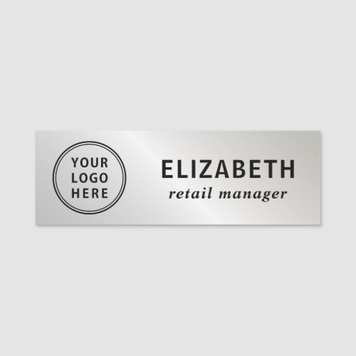Elegant Business Logo Silver Name Tag