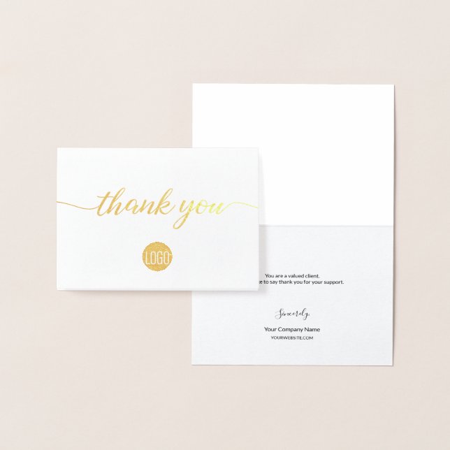 Elegant Business logo Thank you Small Real Foil Card (Display)