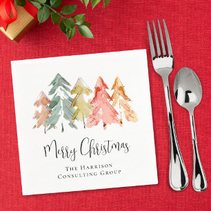 Elegant Business Merry Christmas Holiday Party Napkins