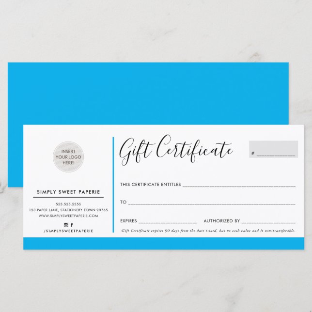 ELEGANT BUSINESS modern chic logo aqua blue (Front/Back)