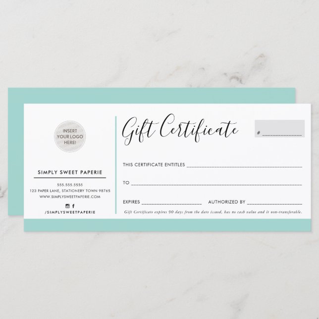 ELEGANT BUSINESS modern chic logo mint green (Front/Back)