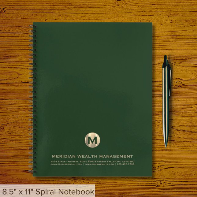 Elegant Business Monogram Logo Dark Green Gold  Notebook (Creator Uploaded)