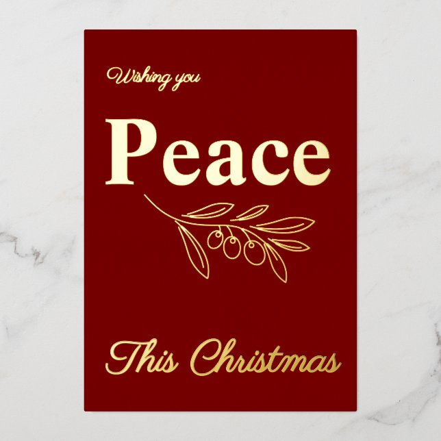 Elegant Business Peace This Christmas Gold Foil Holiday Card (Front)