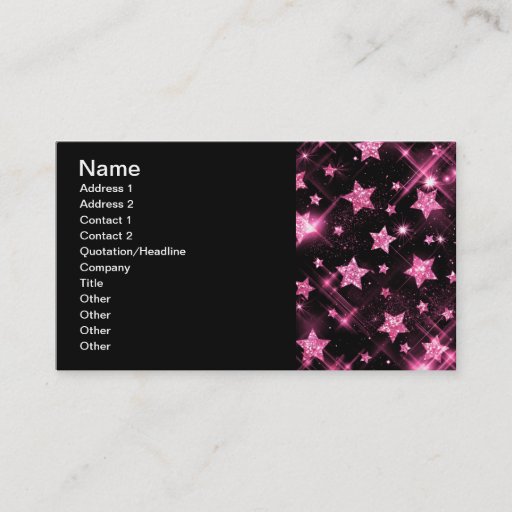 Customizable Elegant Business Pink Glitter Stars Business Cards