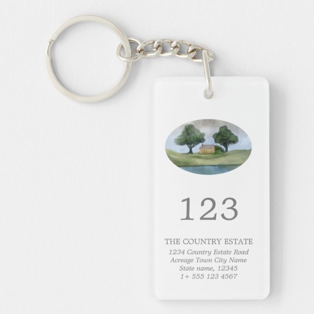 Elegant Business Property Room Number QR Code Keychain (Front)