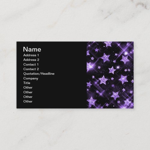 Elegant Business Purple Glitter Stars Business Card Template