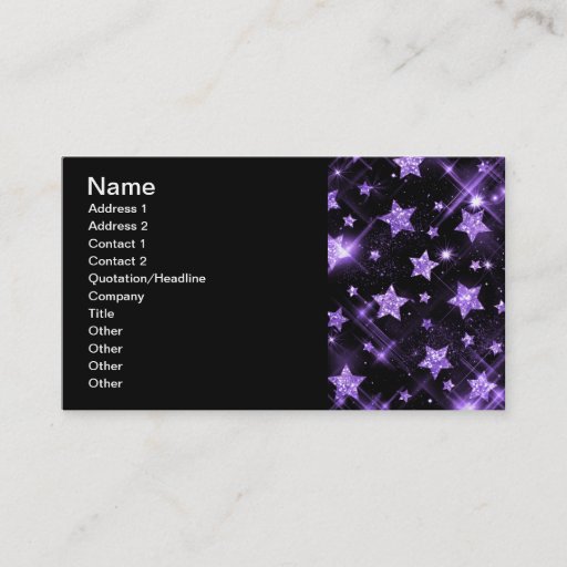 Customizable Elegant Business Purple Glitter Stars Business Card Template