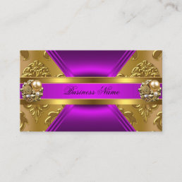 Elegant Business Purple Magenta Gold Damask Jewel Business Card