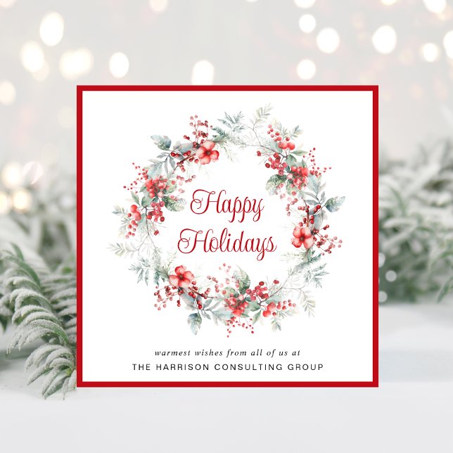Elegant Business QR Code Corporate Christmas Holiday Card (Spread the joy of the season and strengthen business relationships with our elegant holiday card)