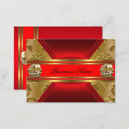 Elegant Business Red Gold Damask Jewel 2 Business Card