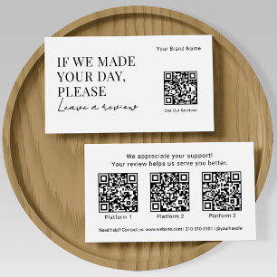 Elegant Business Review Request QR Codes White Card