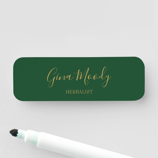 Elegant business script green name tag (In Situ)