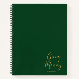 Elegant business script green notebook