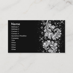 Elegant Business Silver Glitter Floral Swirls Card
