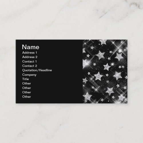 Elegant Business Silver Glitter Stars Business Card Template