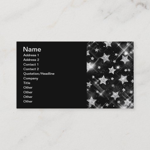 Customizable Elegant Business Silver Glitter Stars Business Card Template