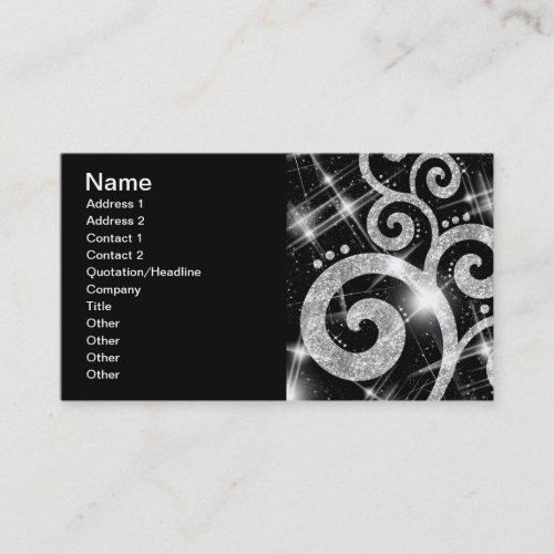 Elegant Business Silver Glitter Swirl Business Cards