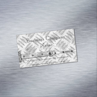 Elegant Business Silver Metal Studs Latch look 3 Magnetic Business Card