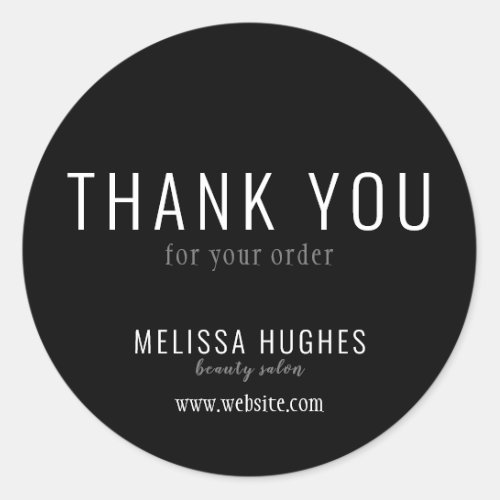 Elegant Business Simple Thank You Black and White Classic Round Sticker