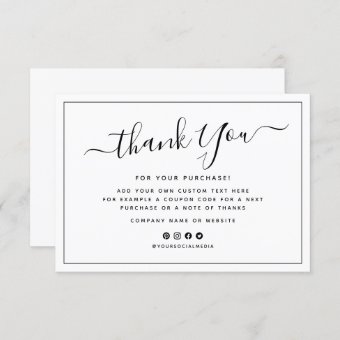 Elegant business thank you note with custom logo | Zazzle