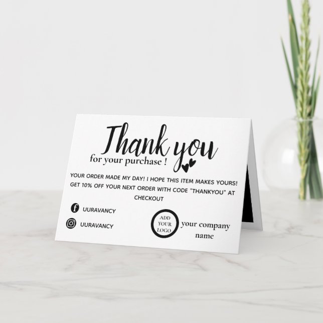 Elegant business thank you note with custom logo (Front)