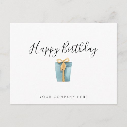 Elegant Business Watercolor Present Birthday   Postcard