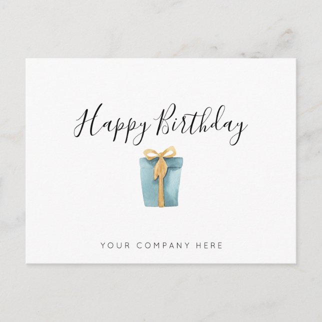 Elegant Business Watercolor Present Birthday   Postcard (Front)