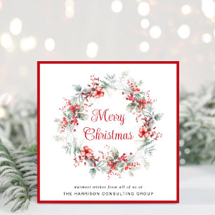 Elegant Business Wreath Corporate Christmas Holiday Card