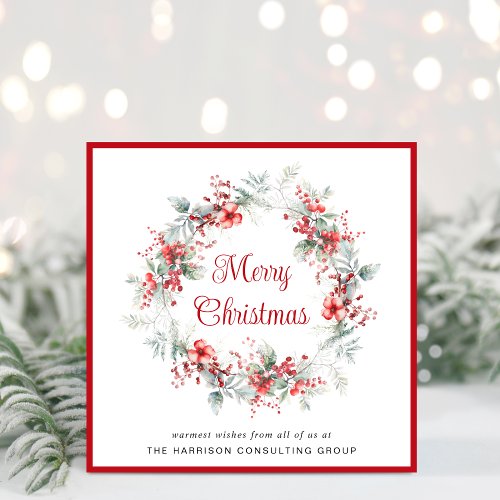 Elegant Business Wreath Corporate Christmas Holiday Card