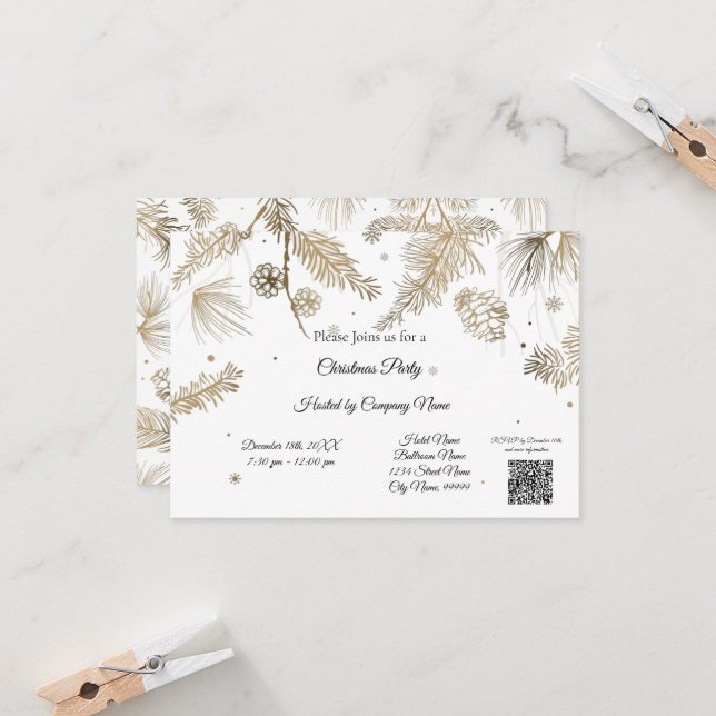 Elegant Bussines Christmas Party Invitation (Front/Back In Situ)