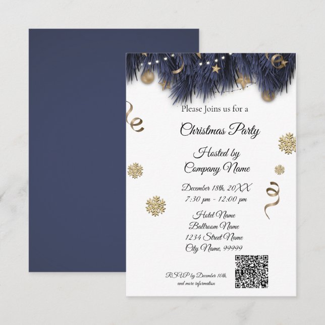 Elegant Bussines Christmas Party Invitation (Front/Back)