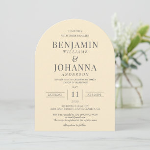 Elegant Butter Yellow Arch Wedding Invitation