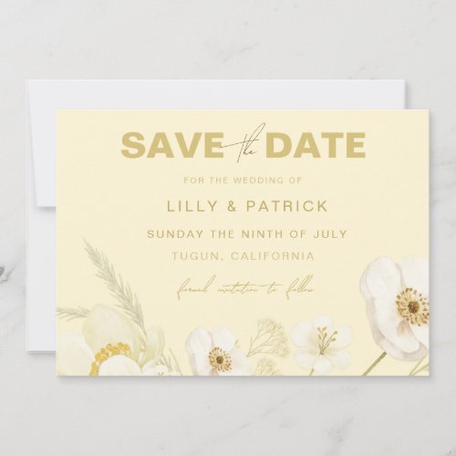 Elegant Butter yellow botanical modern wedding  Save The Date