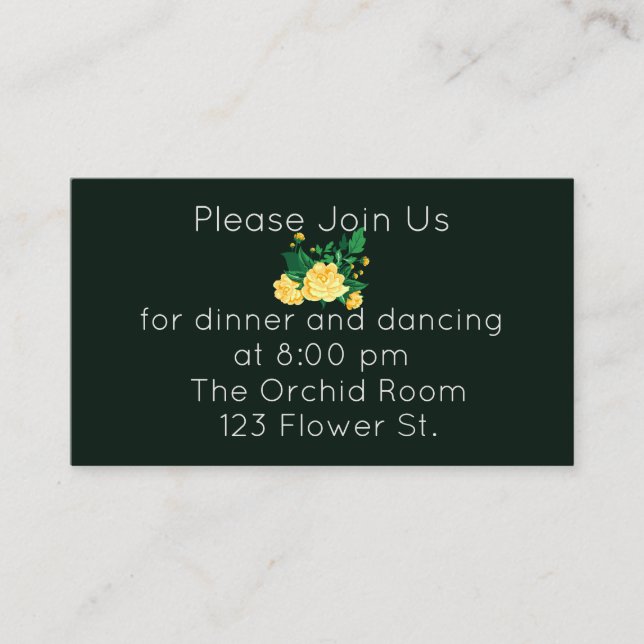 Elegant Butter Yellow Camellia  Reception Enclosure Card (Front)