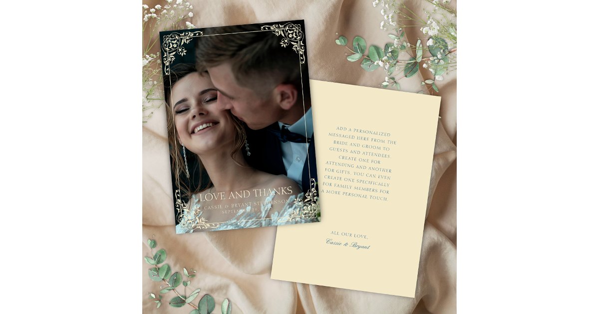 Elegant Butter Yellow Formal Vintage Wedding Thank You Card | Zazzle