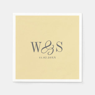 Elegant Butter Yellow initial wedding couples Napkins