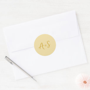 Elegant Butter Yellow Modern Wedding Classic Round Sticker
