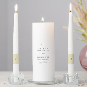 Elegant Butter Yellow Monogram Modern Wedding Unity Candle Set