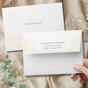 Elegant Butter Yellow Vintage Romantic Wedding Envelope