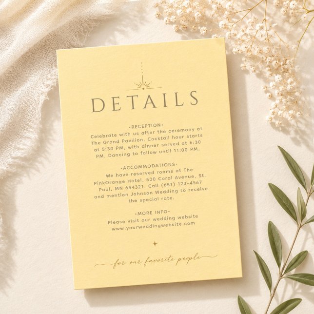 Elegant Butter Yellow Wedding Details Card (Creator Uploaded)