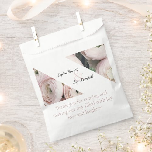 elegant buttercup blush pink floral  favor bag