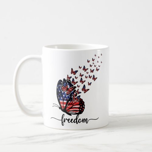 Elegant Butterflies  American Flag  Freedom  Coffee Mug