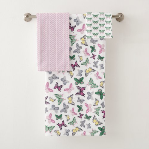 Elegant Butterflies Bath Towel Set