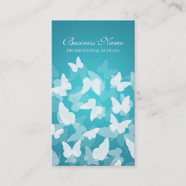 Elegant Butterflies Blue Professional Business Card (Front)